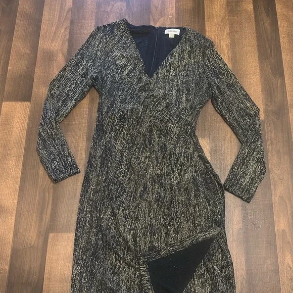 Calvin Klein Green and Gold Ribbed Sheath Dress - Picture 11 of 14